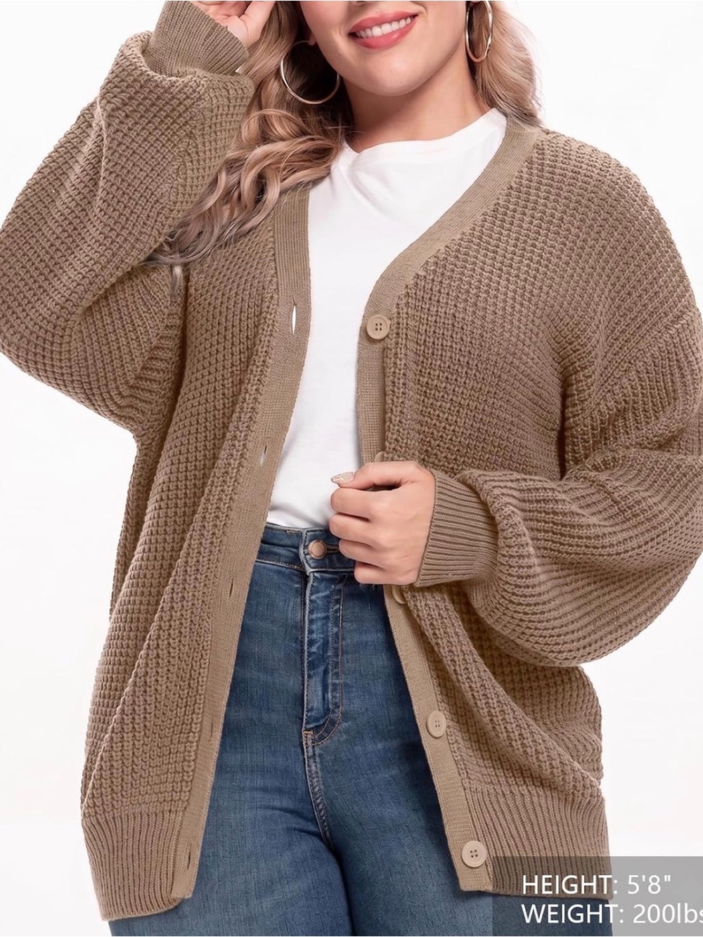 Oversized Waffle Knit Cardigan